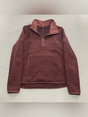 KUHL Ascendyr 1/4 Zip Fleece Pullover Sz M Rustic Red Sweatshirt Pockets #4420